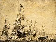 Willem Van de Velde The Younger Seascape with Dutch men-of-war. Spain oil painting artist